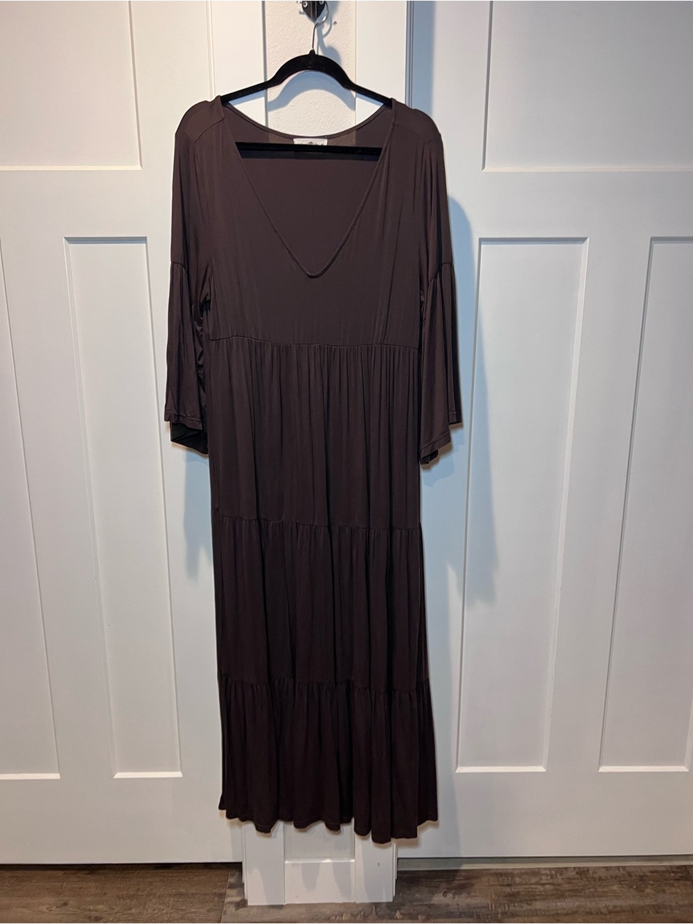 Natural Life Women’s Brown V-Neck Tiered Maxi Dress
